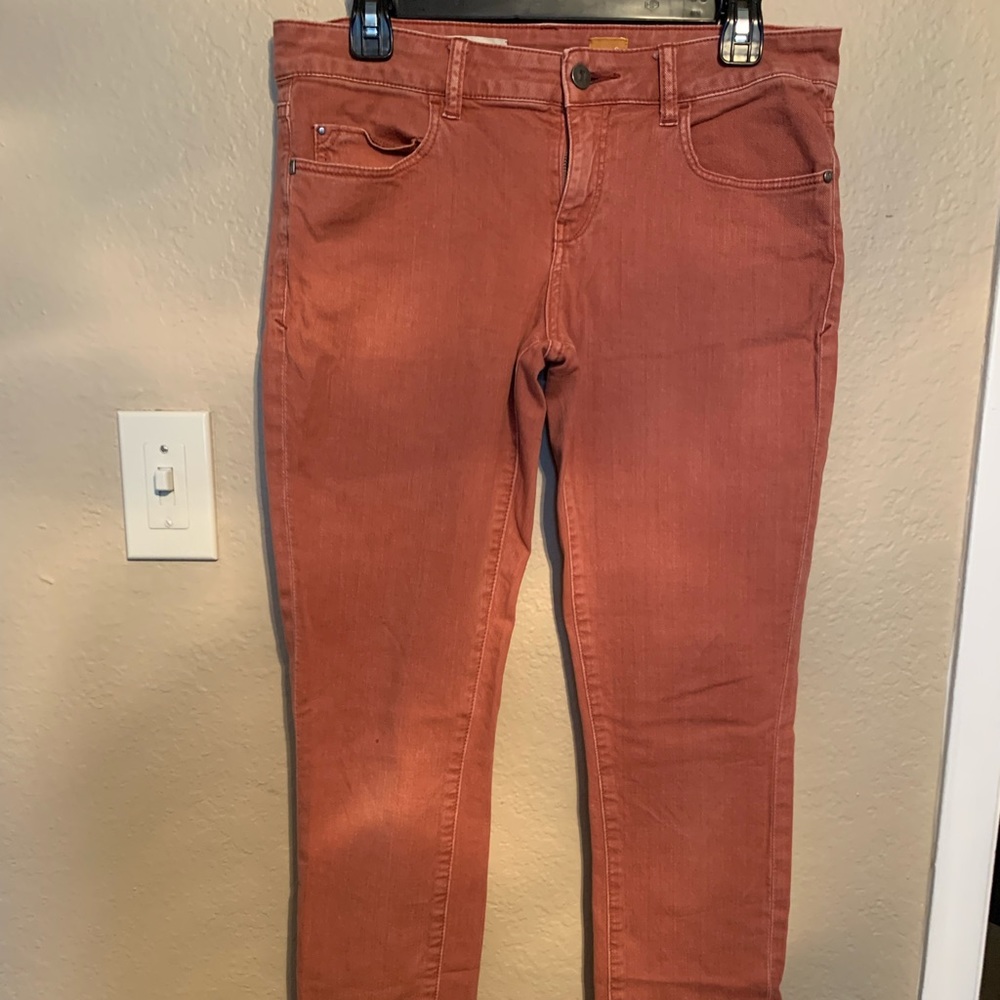 Anthropology rust jeans. 28. Small stain right leg.